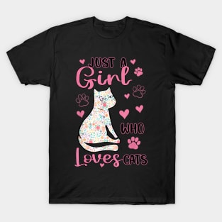 Just A Girl Who Loves Cat - Cute Colorful Cat Mom Appreciation T-Shirt